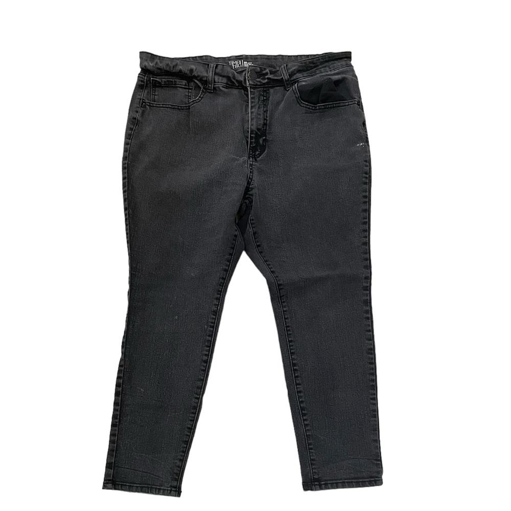 Time and Tru High Rise Skinny Black Jeans * Size 20P Petite * Faded Distressed‎